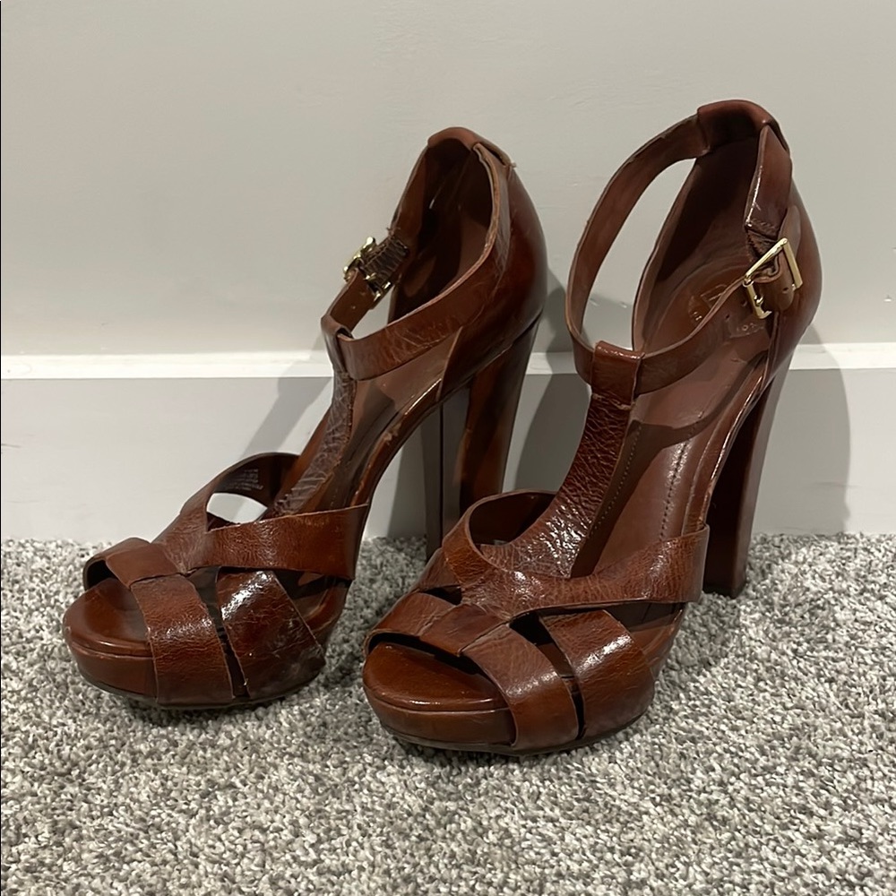 BCBG Brown Leather Women's Heels